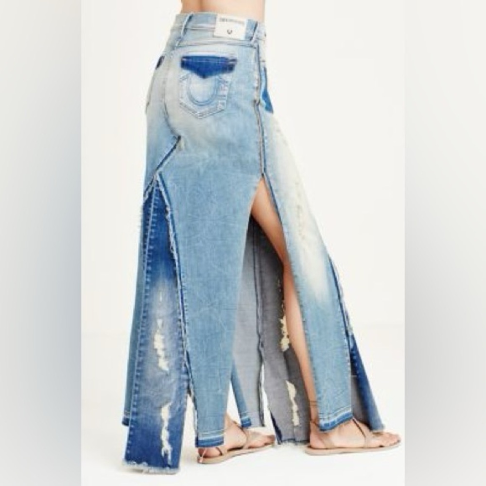 True Religion Distressed Pieced Patchwork Denim M… - image 3